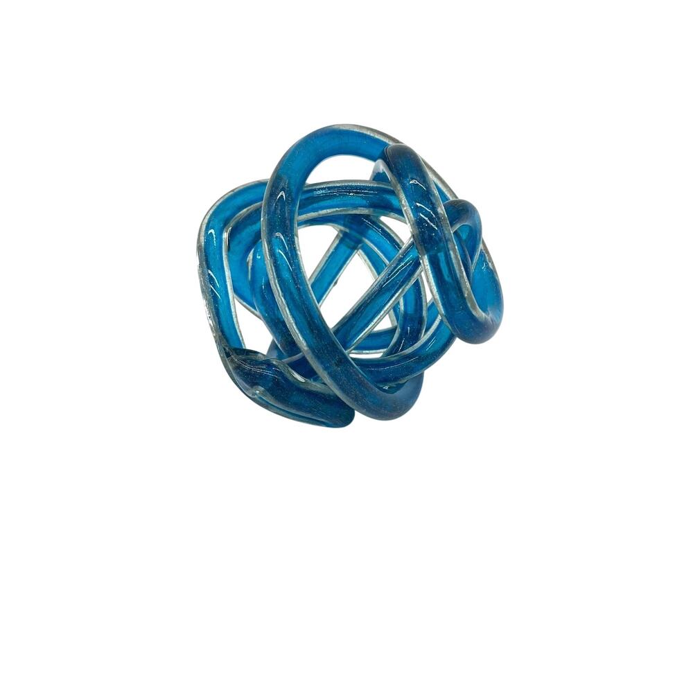 Vintage Art Glass Tangled Knot; Blue with Glittery inclusions; 6" diameter - Picture 3 of 6